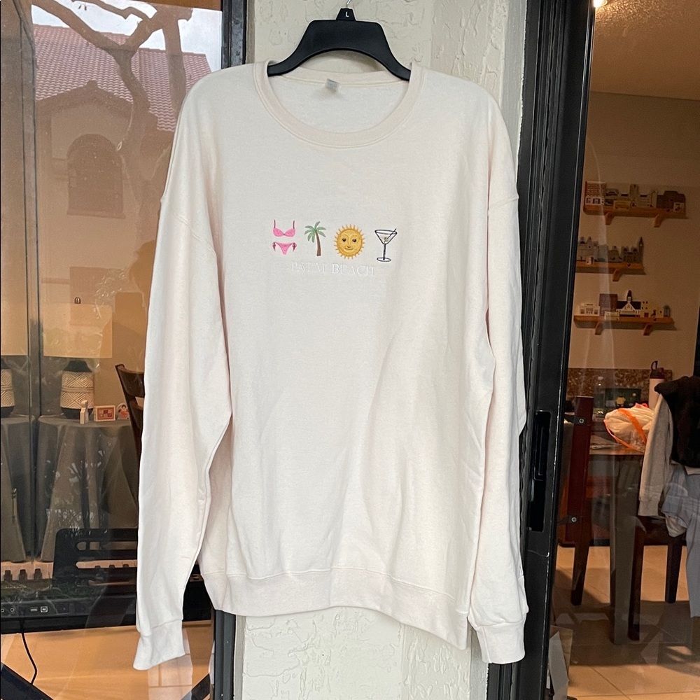 Women's Cream Embroidered design /  Palm Beach Sweater - Picture 3 of 5